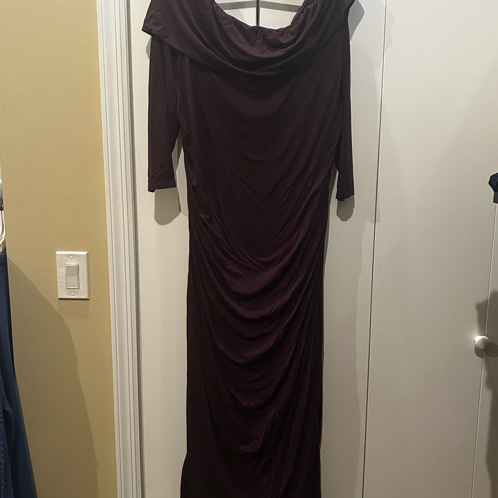 The Drop Perfect Plum Off The Shoulder Long Sleeve Maxi Dress